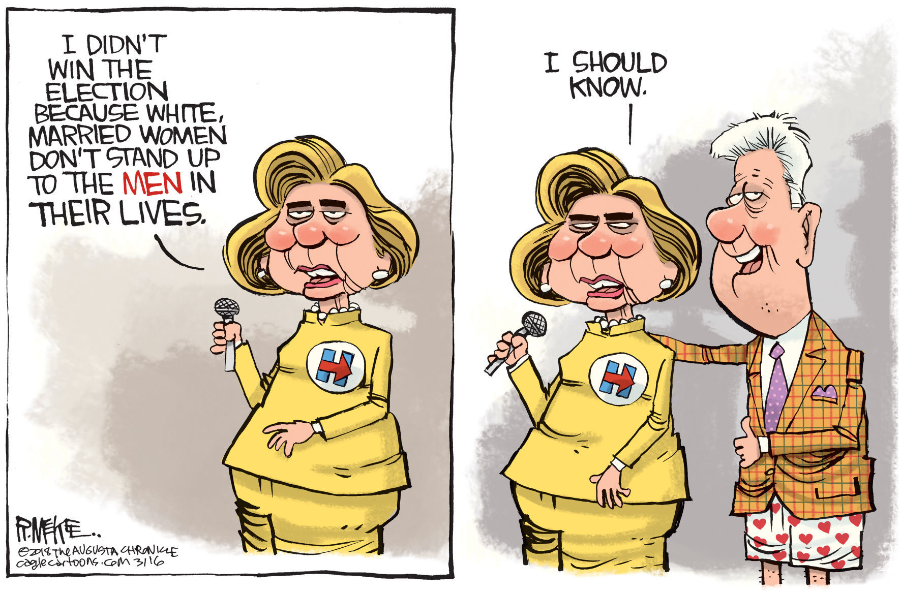 Hillary Blames Men by Rick McKee, The Augusta Chronicle